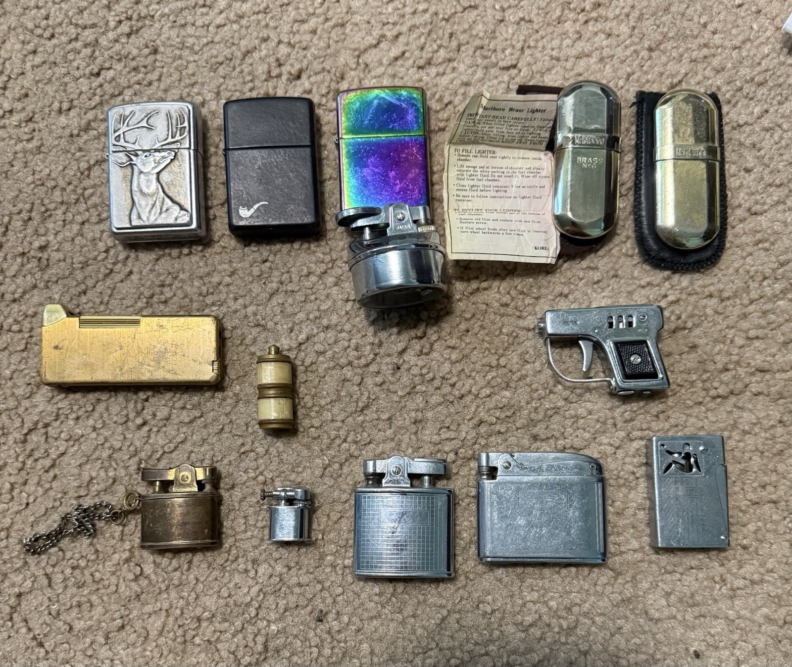 Lot of 14 Rare Vintage Lighters Various Manufacturers zippo,Ronson,Marlboro etc.
