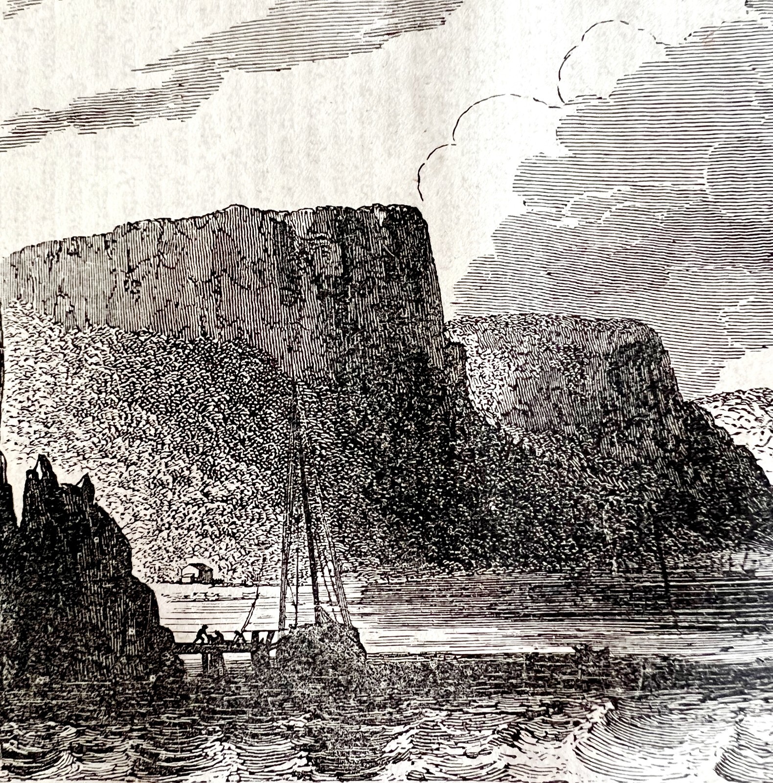 Palisades On The Hudson River 1845 Wood Engraving Victorian Revolution DWY9A