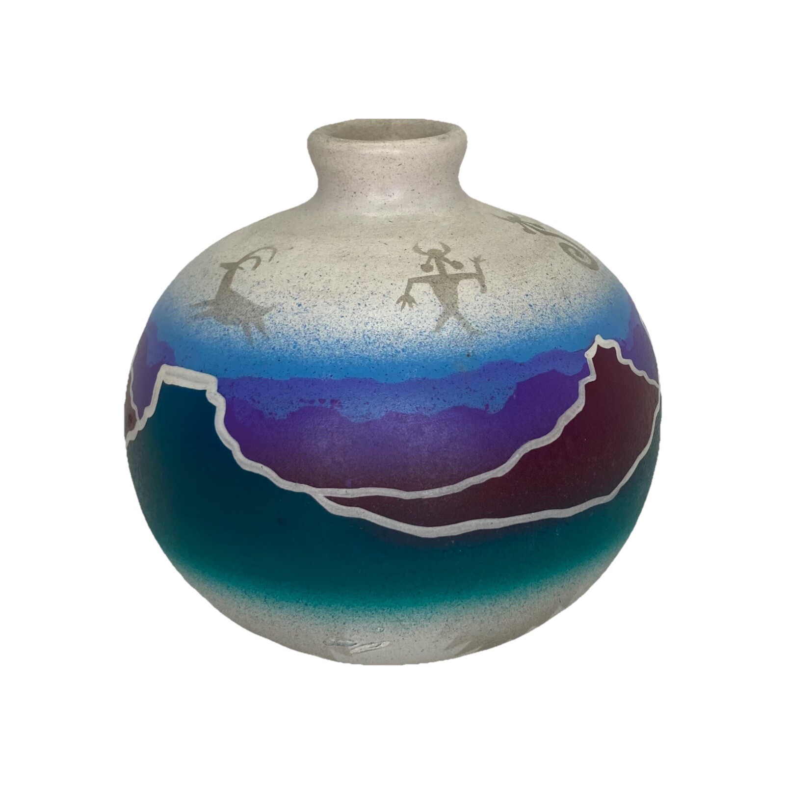 Hozoni Pottery Weed Pot Vase By Native American   Artist Signed Hand Painted
