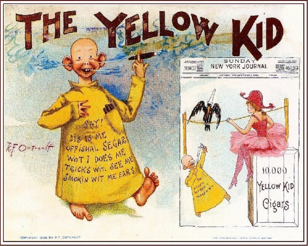 1896 Yellow Kid Smoke Vintage Cigar Tobacco Box Crate Inner Label Art Print 8x10