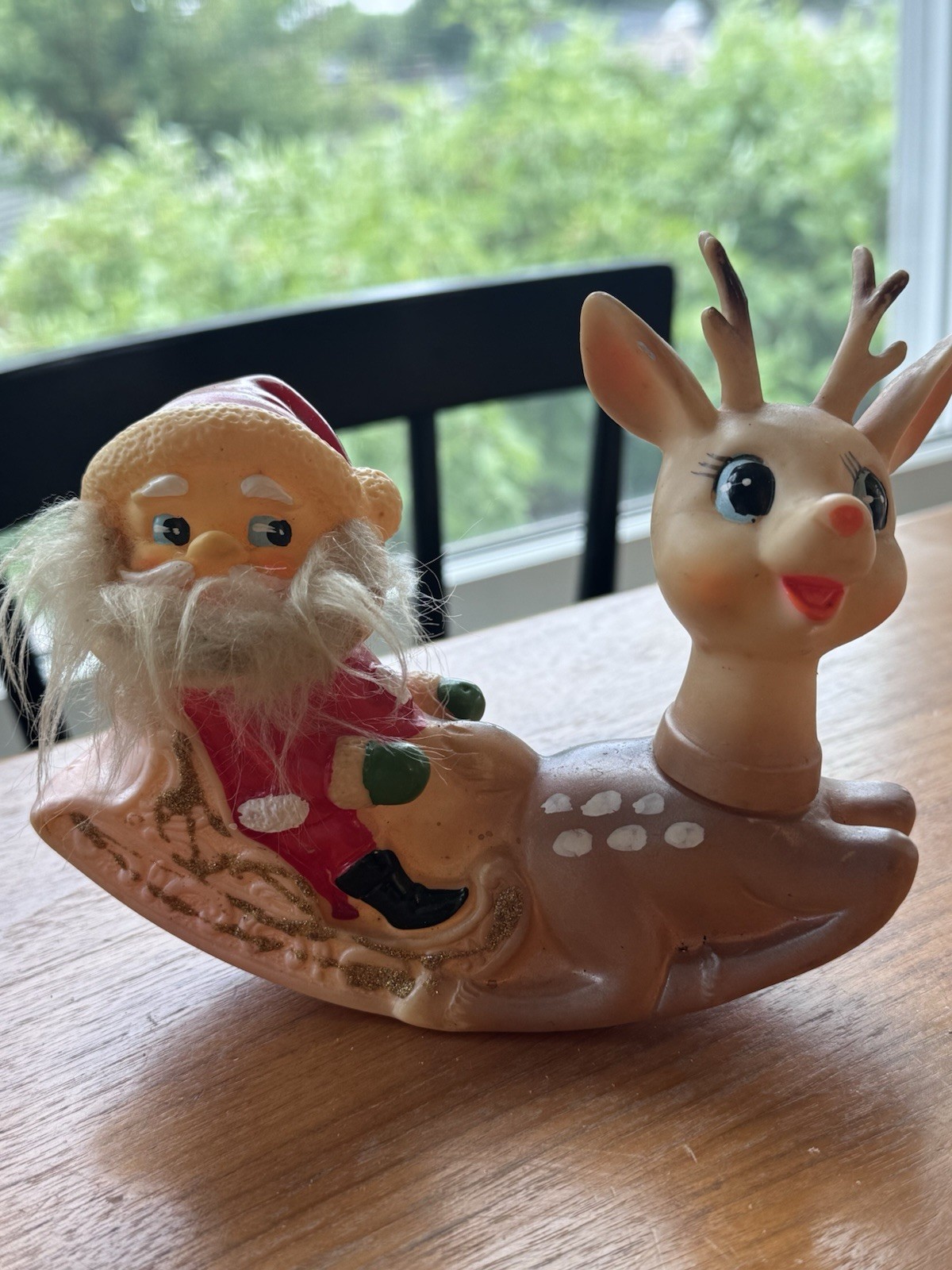 RARE Vintage NINOHIRA Santa Sleigh Rudolph Reindeer MCM Retro  Christmas Japan