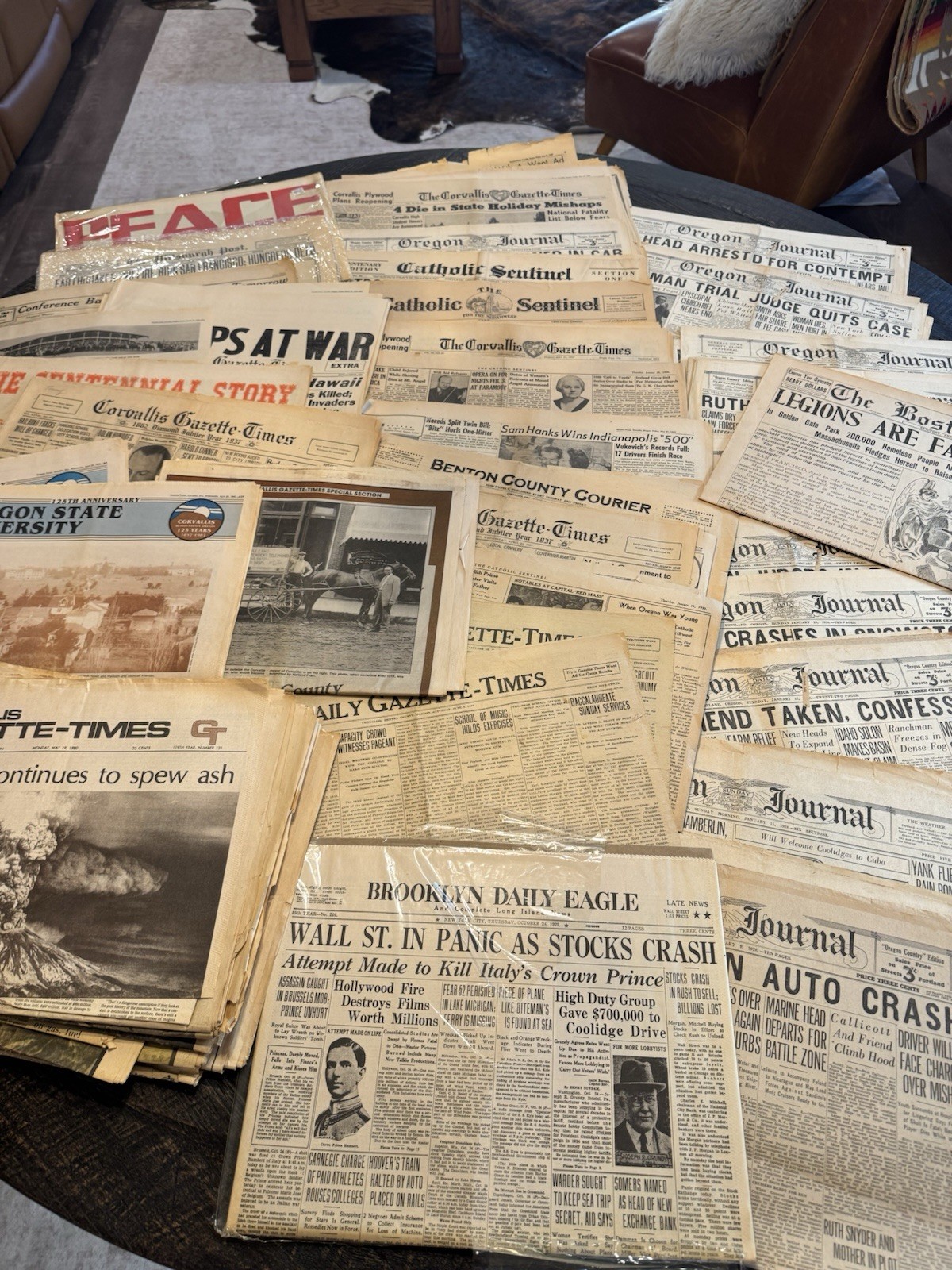  Antique Newspaper Lot 1920s–1980s Oregon History Corvallis Portland Ephemera