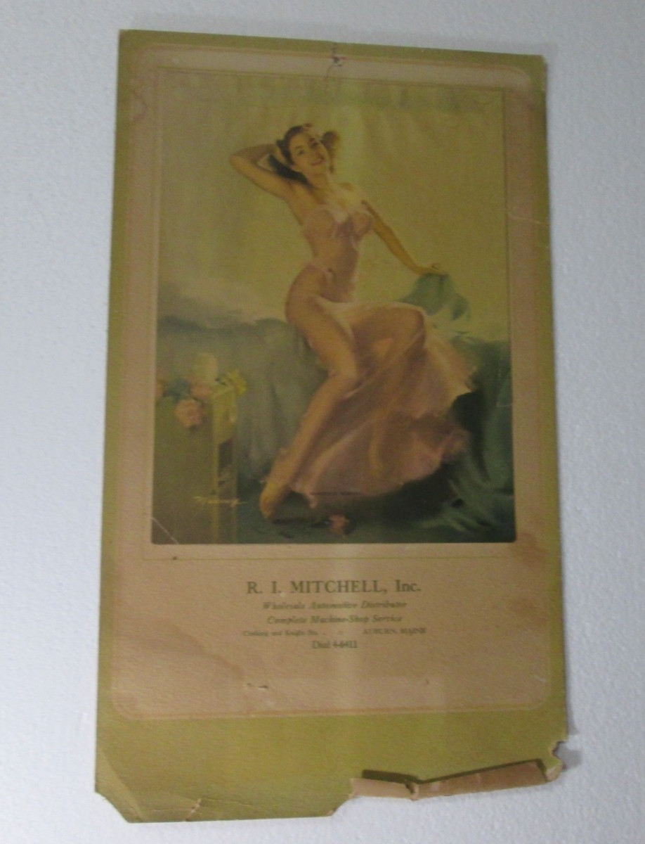 Vintage 1940/50s  Medcalf Pin-Up Calendar Beautiful Morning 10x17 Maine Ad.