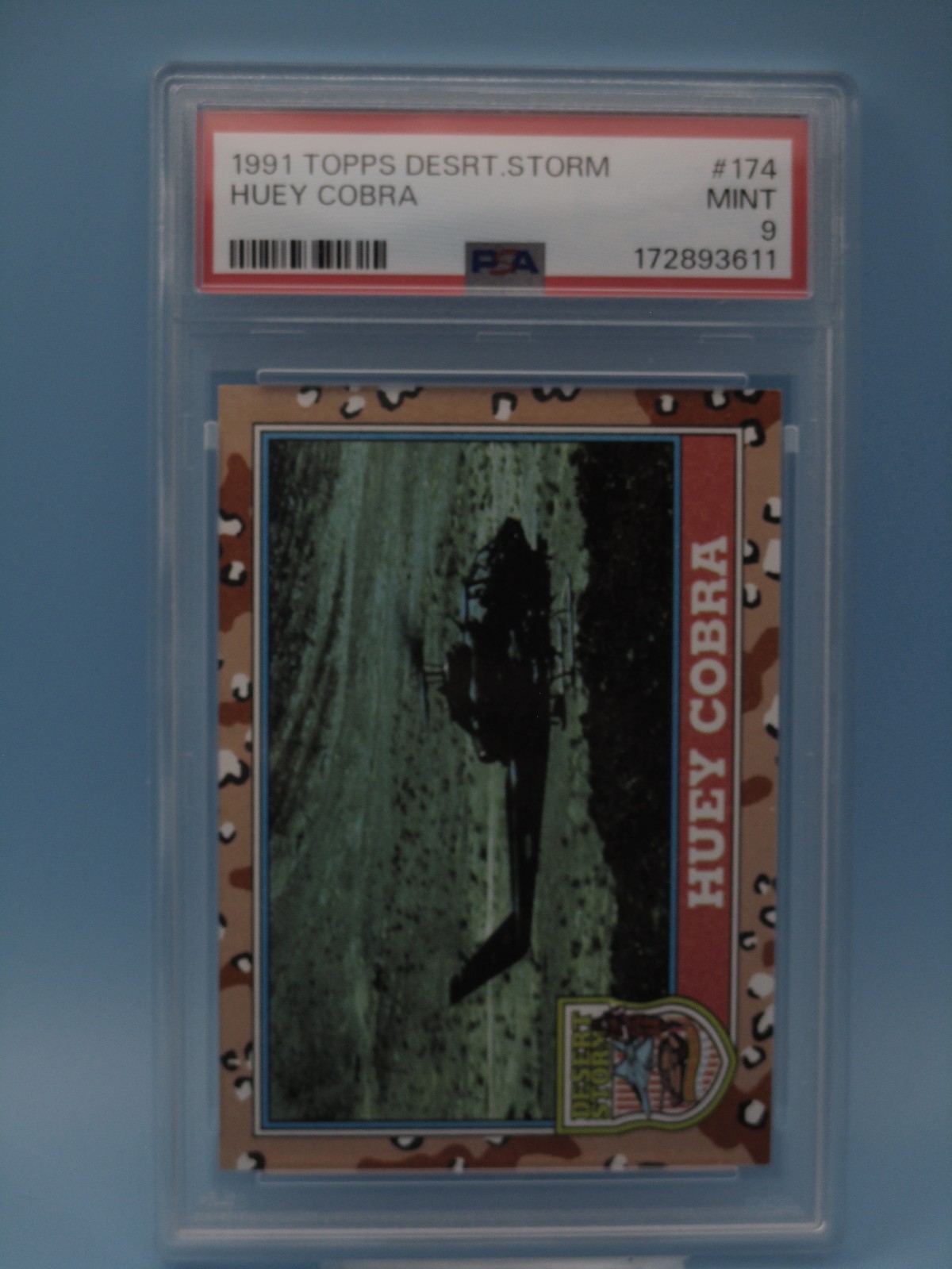 1991 Topps Desert Storm card #174 Huey Cobra PSA 9 MINT Military Helicopter