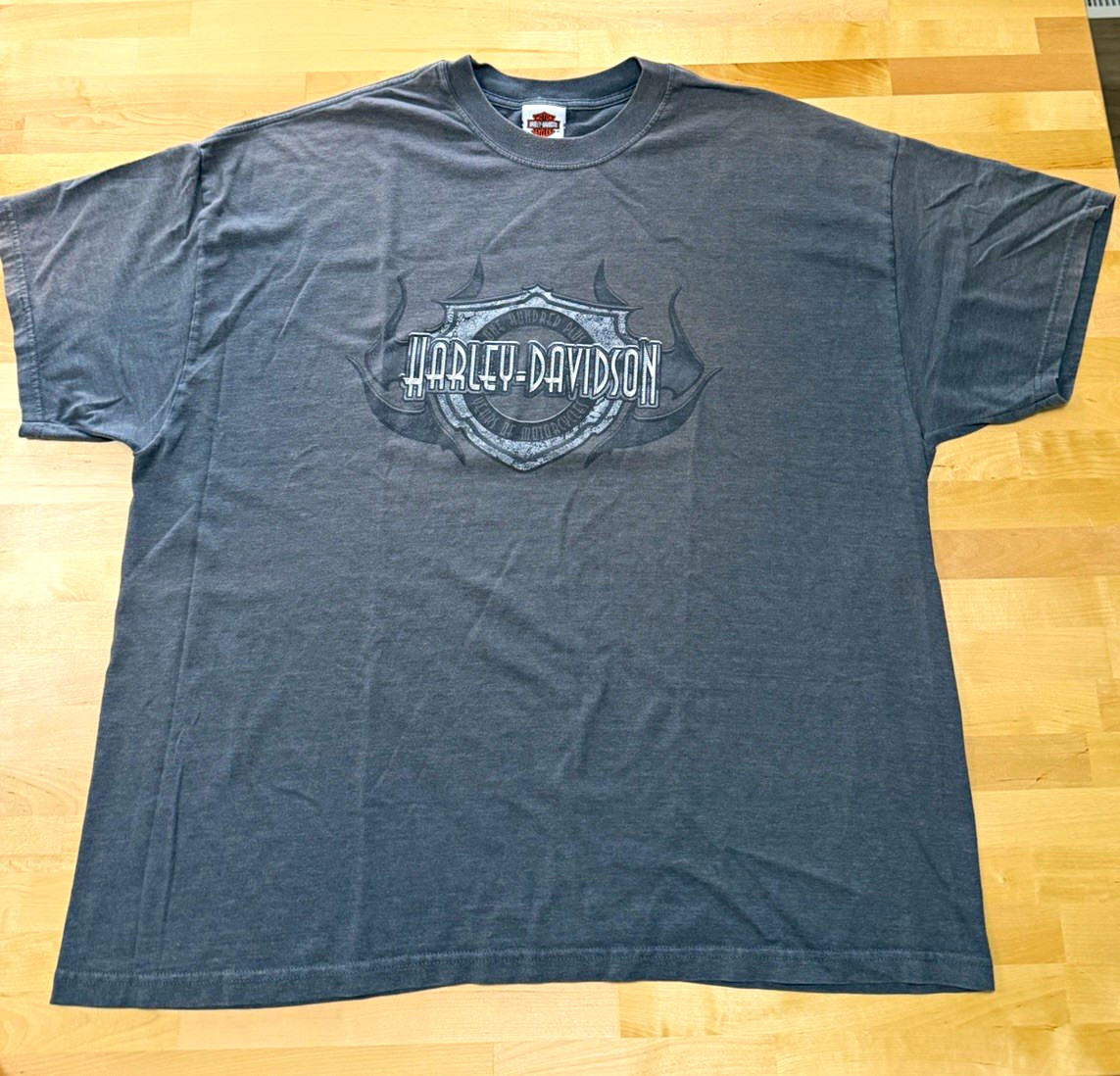 Vintage Harley Davidson T Shirt 3XL Outteridge Danville IL USA Made Faded Black