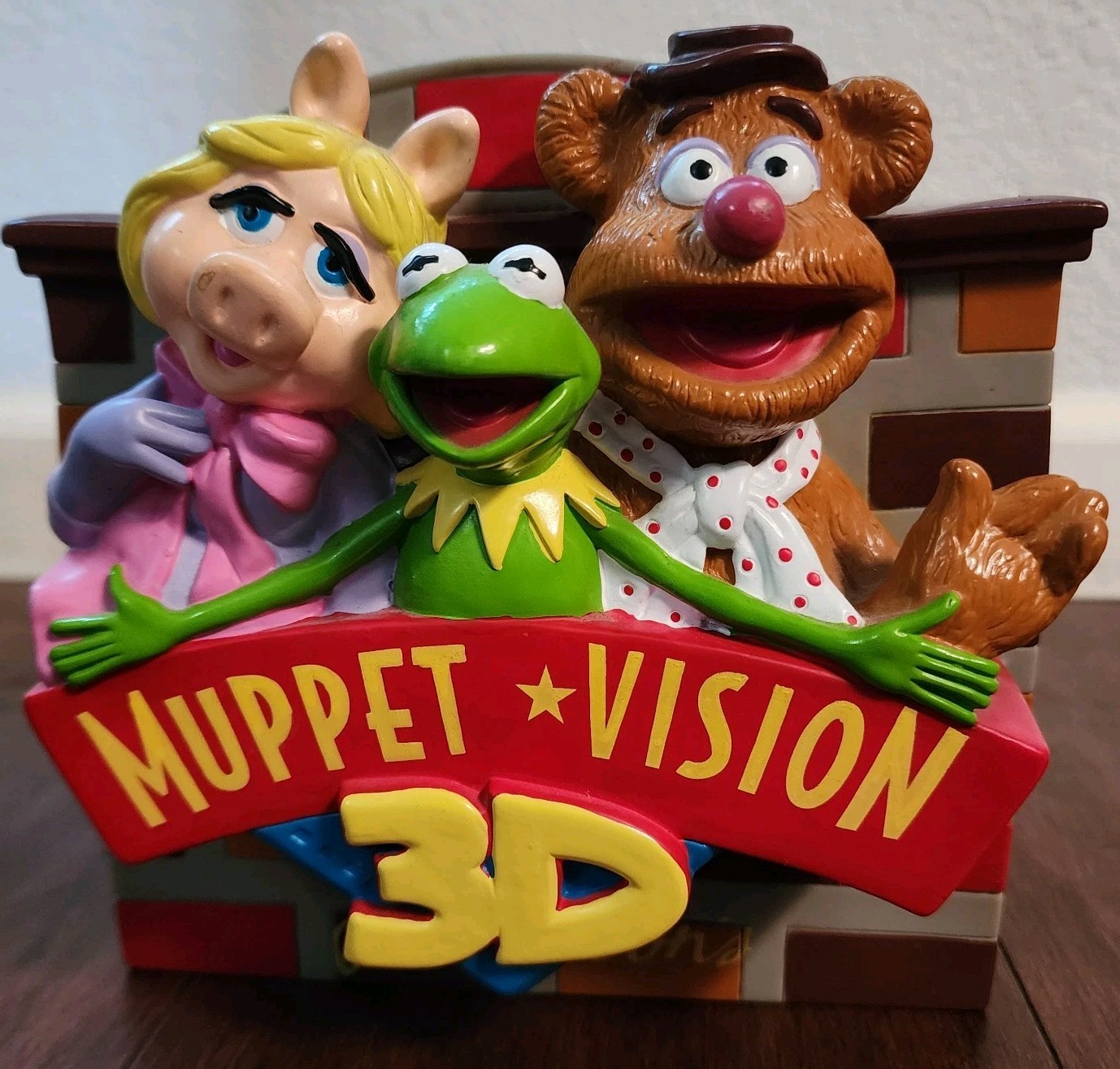 Vintage Disney Parks Muppet Vision 3D Vinyl Coin Bank Kermit Piggy Fozzie Rare