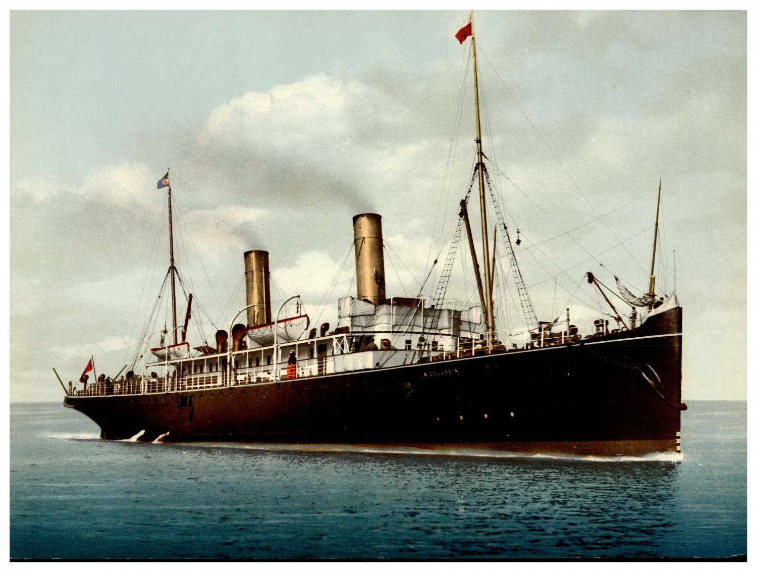 Steamship &c. S. S. “Columbia.” Vintage photochrom by P.Z, Photochrom Zurich 
