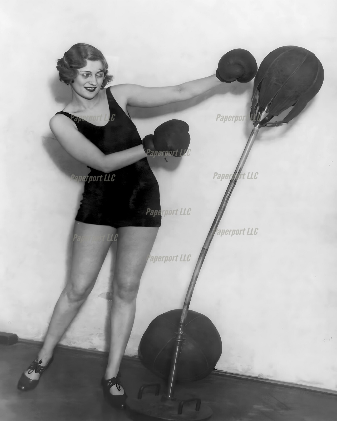 1920s Pretty Girl Boxing With A Punching Bag 8x10 Photo