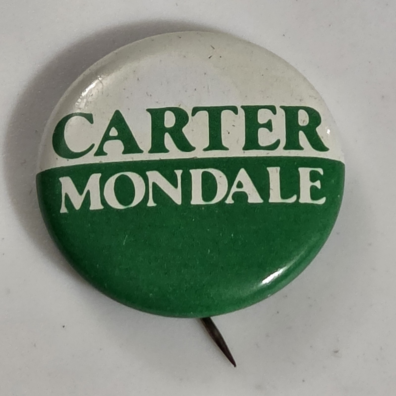 Vintage Carter Mondale 1976 Presidential Campaign Pinback Button Green White