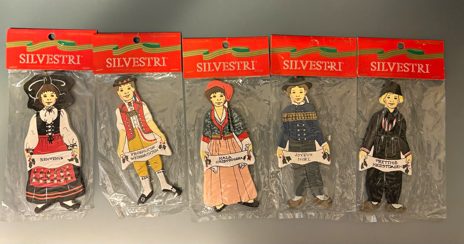 Vintage Silvestri Christmas Ornaments Lot of 5 International European NOS