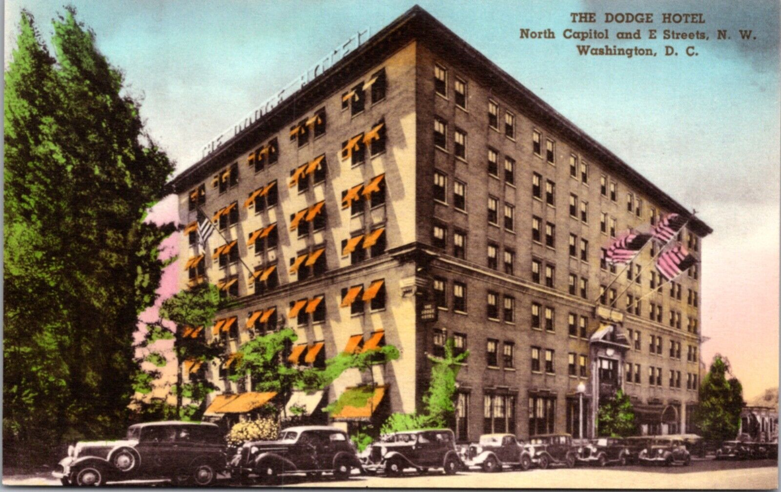 Hand Colored PC The Dodge Hotel North Capitol and E Streets N.W. Washington D.C.
