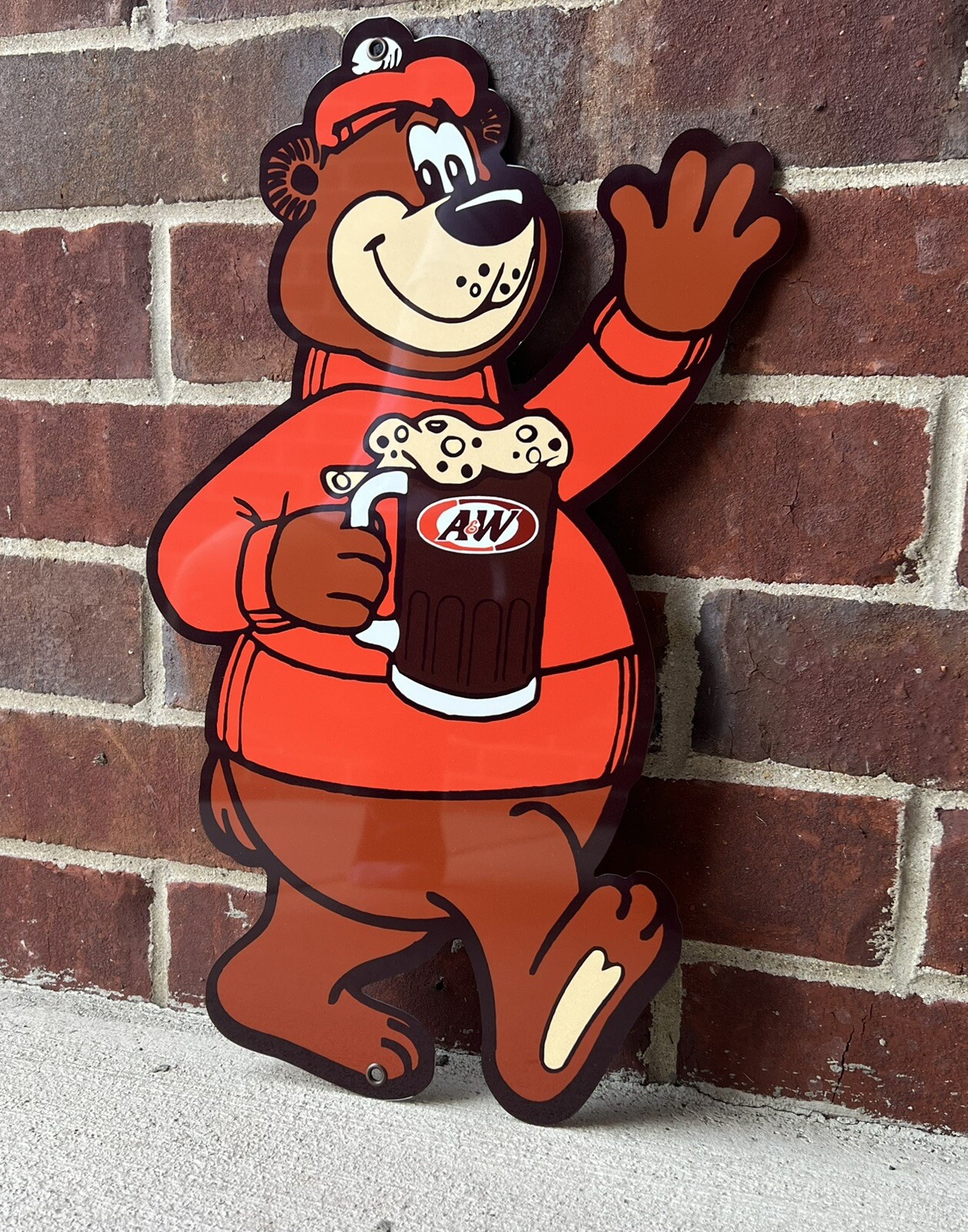18 Inch Rooty Bear Vintage Style  Aluminum Die Cut Sign