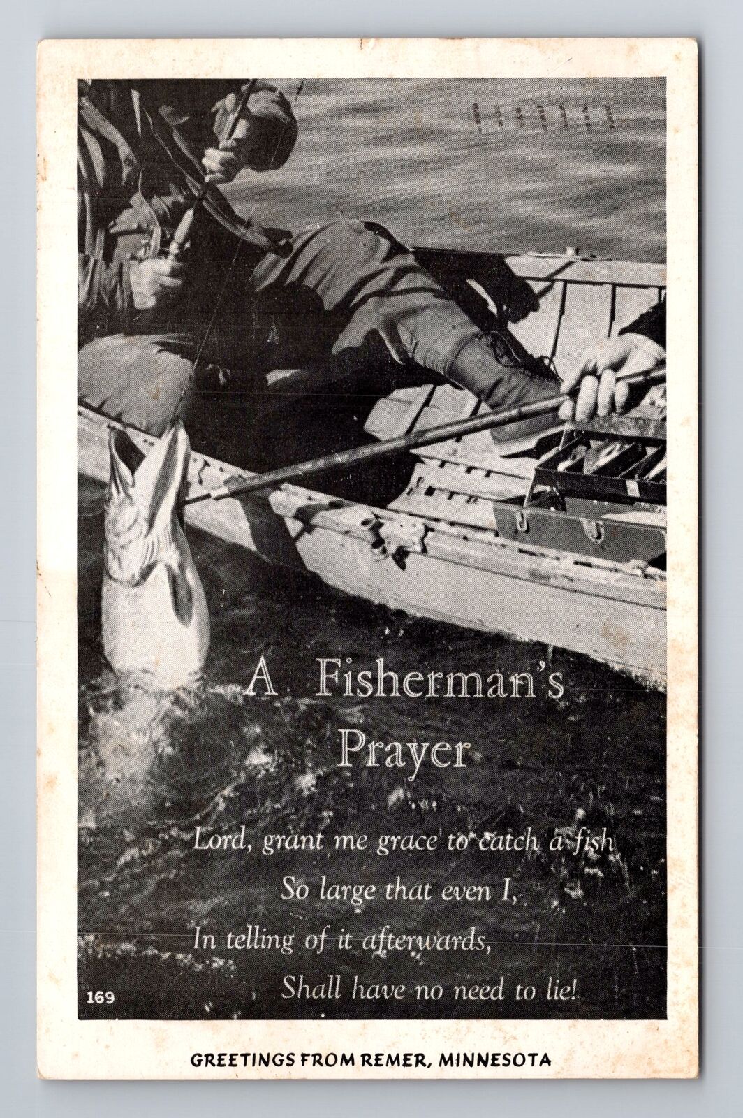 Remer MN-Minnesota, Fishermans Prayer, General Greeting, c1948 Vintage Postcard