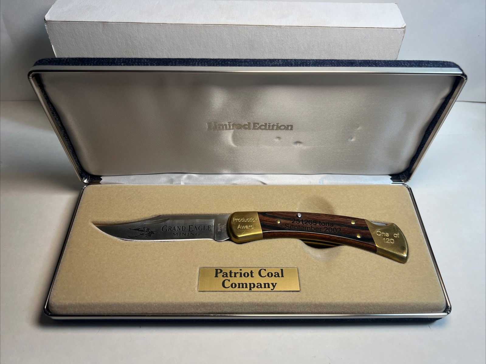Buck 110 Anvil Lmt Ed 2002 1 Of 120 Patriot Coal Co Grand Eagle Mine Knife Award