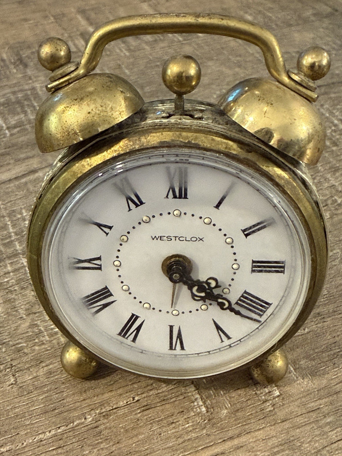 Vintage Westclox Analog Twin Bell Alarm Clock WORKS Metal Japan Plastic Face