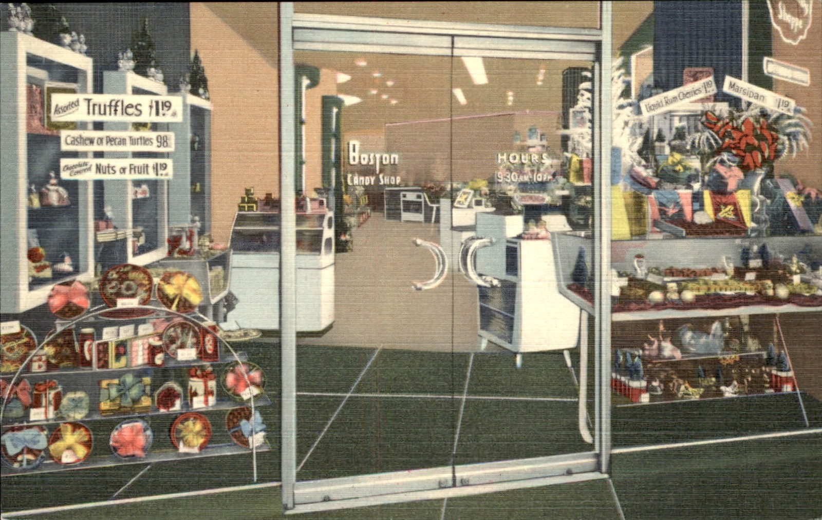 Rochester NY Boston Candy Shop Teich OUTSTANDING LINEN ADVERTISING Postcard bhn