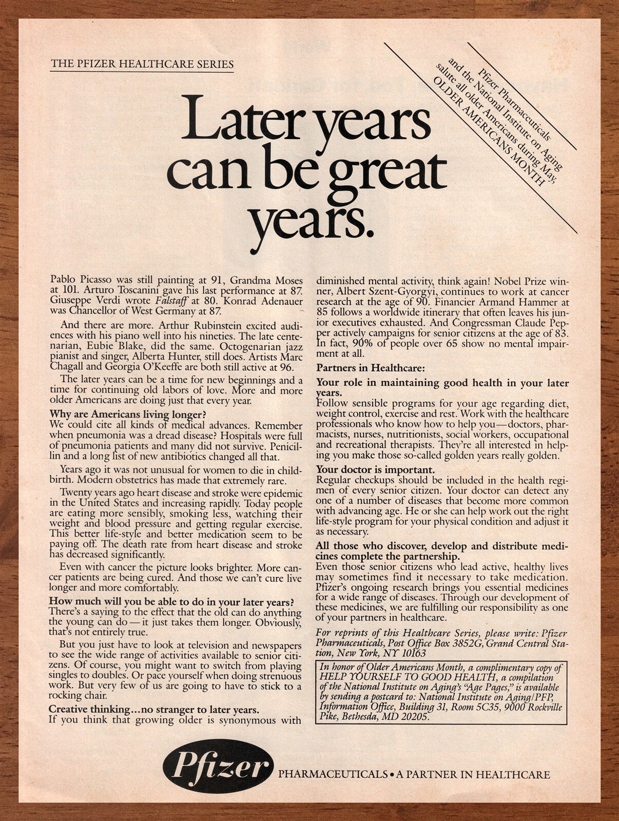 1984 Pfizer Healthcare Vintage Print Ad/Poster Health Pharmaceuticals Wall Art
