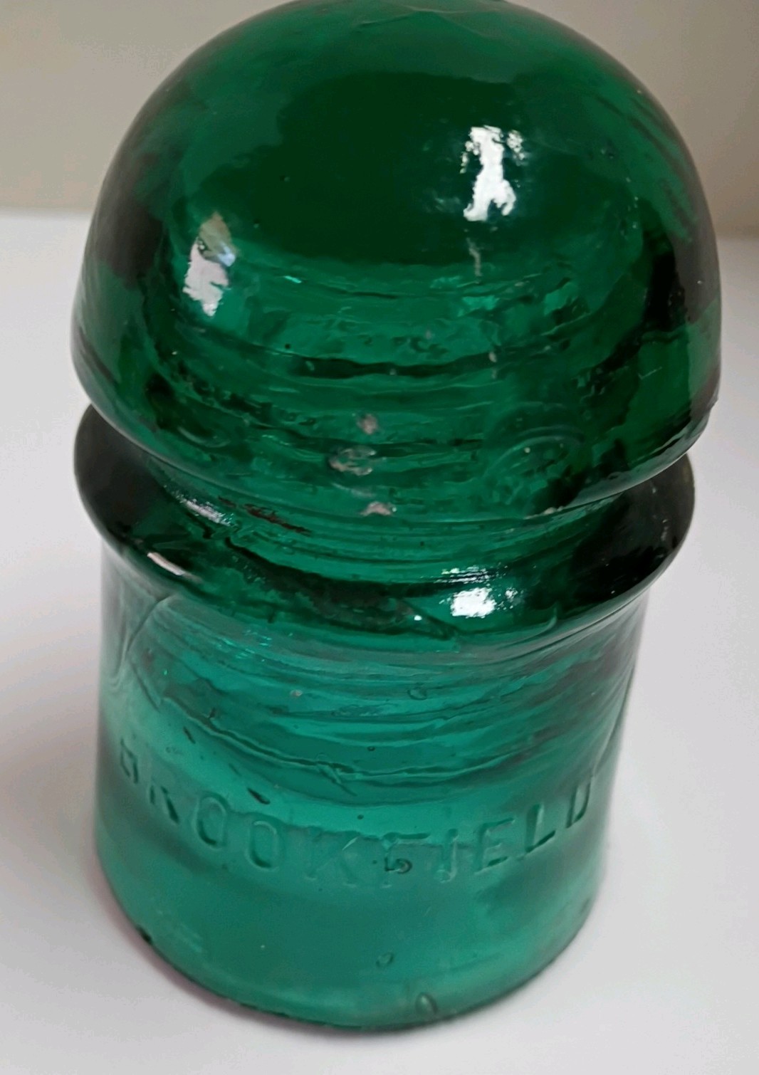 Antique Brookfield New York Teal Green Glass Insulator Antique Brookfield New York Teal Green Glass Insulator