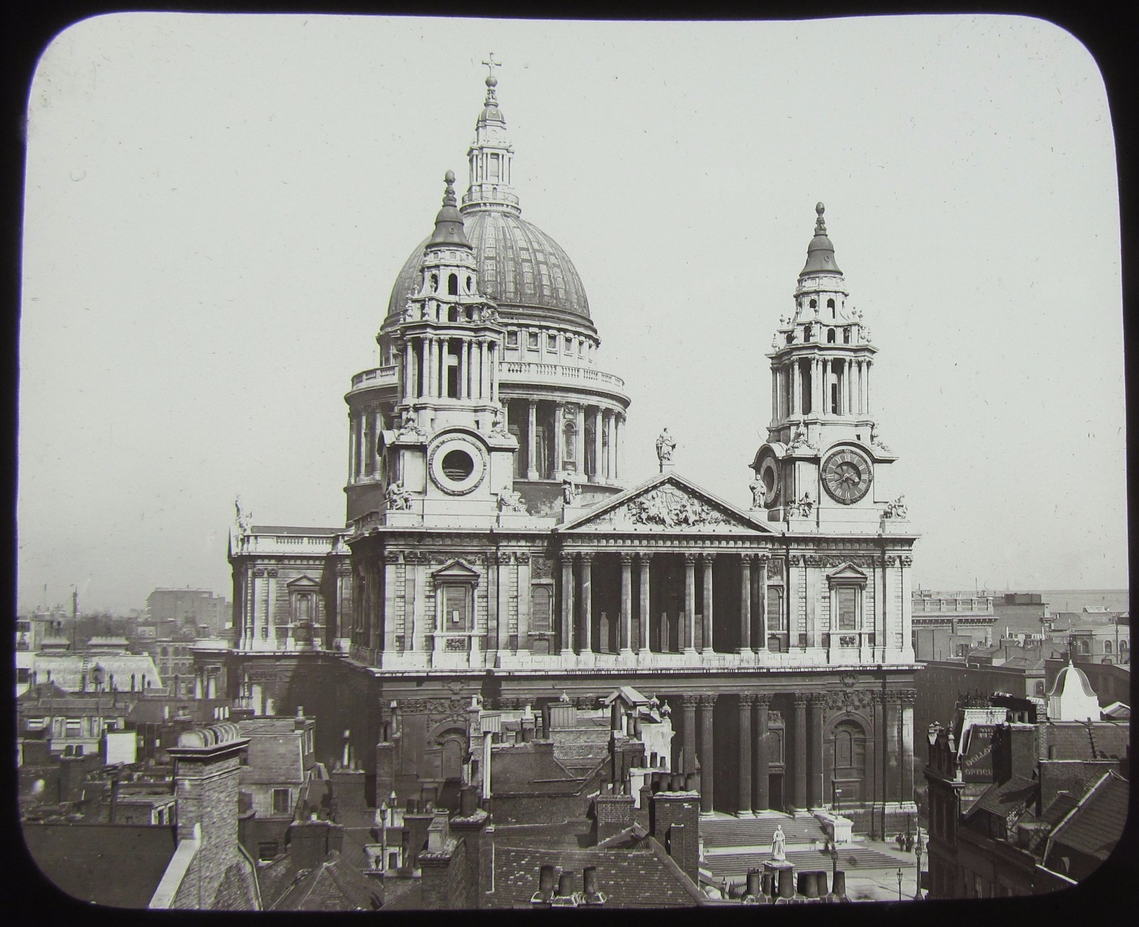 Glass Magic Lantern Slide ST PAULS FROM LUDGATE HILL C1890 PHOTO LONDON 