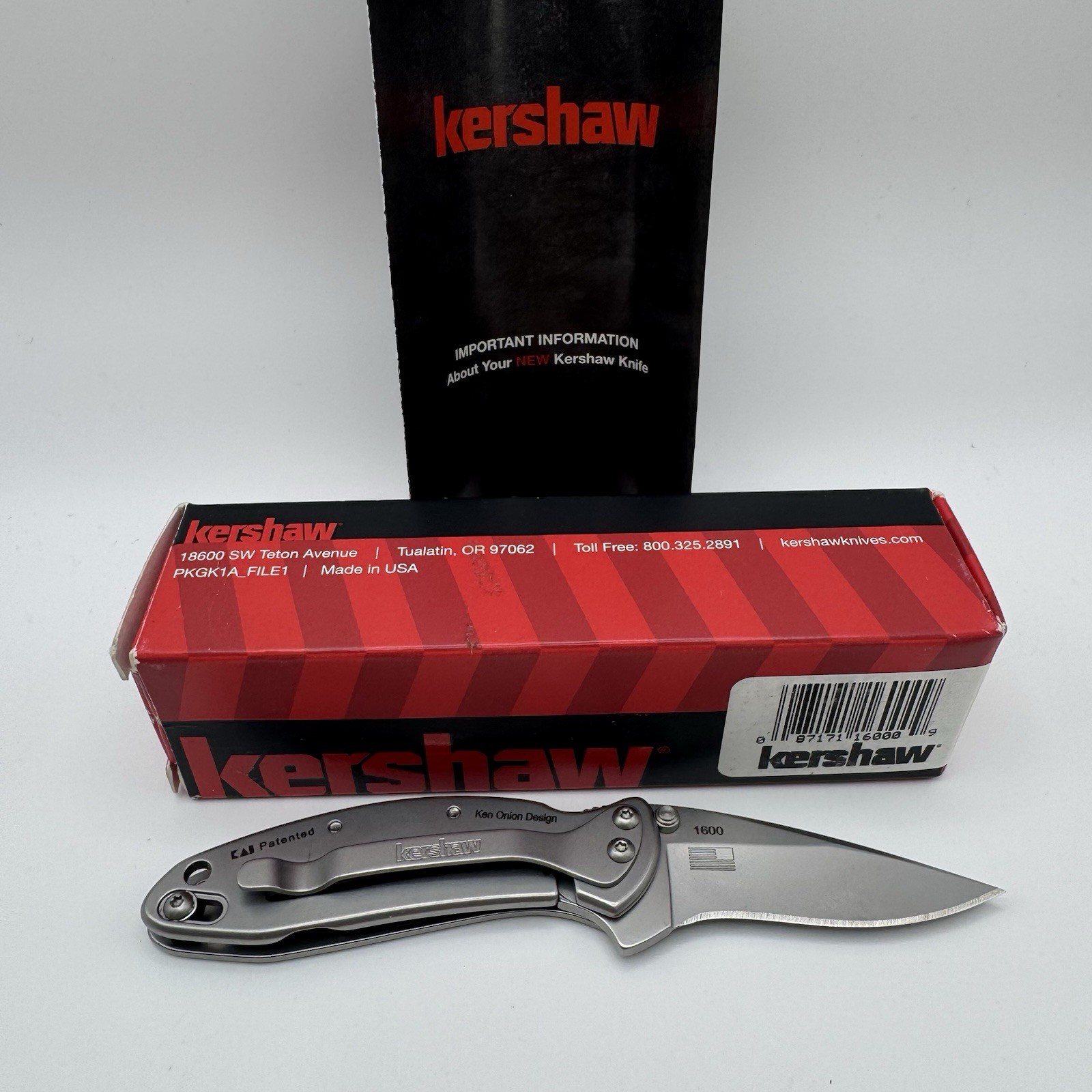 Chive Kershaw Steel Pocket Knife 1600 1.9\' USA Folding Blade