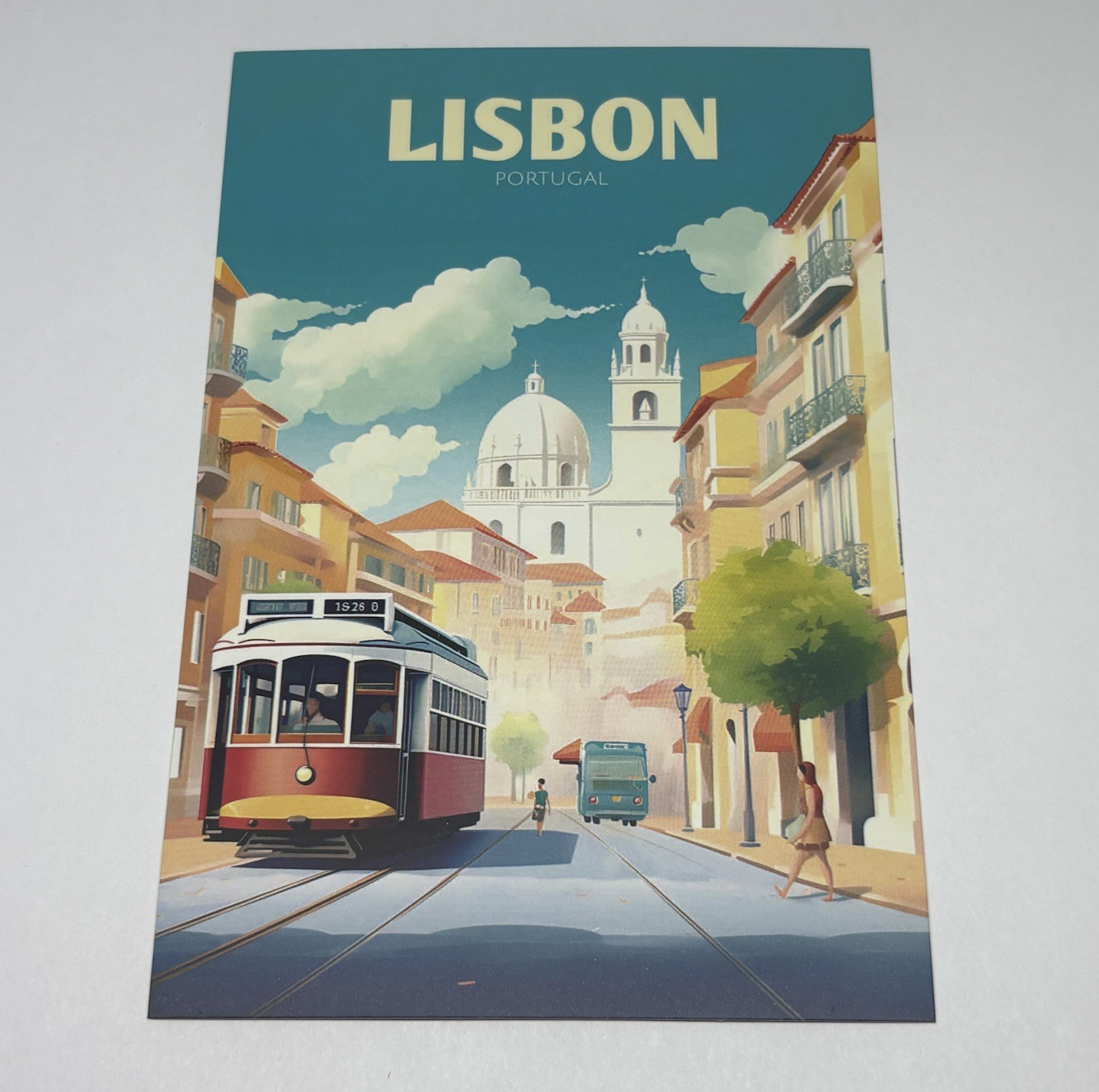 Lisbon Portugal Postcard Scenic Street Car Poster Art Print Wall Souvenir P1