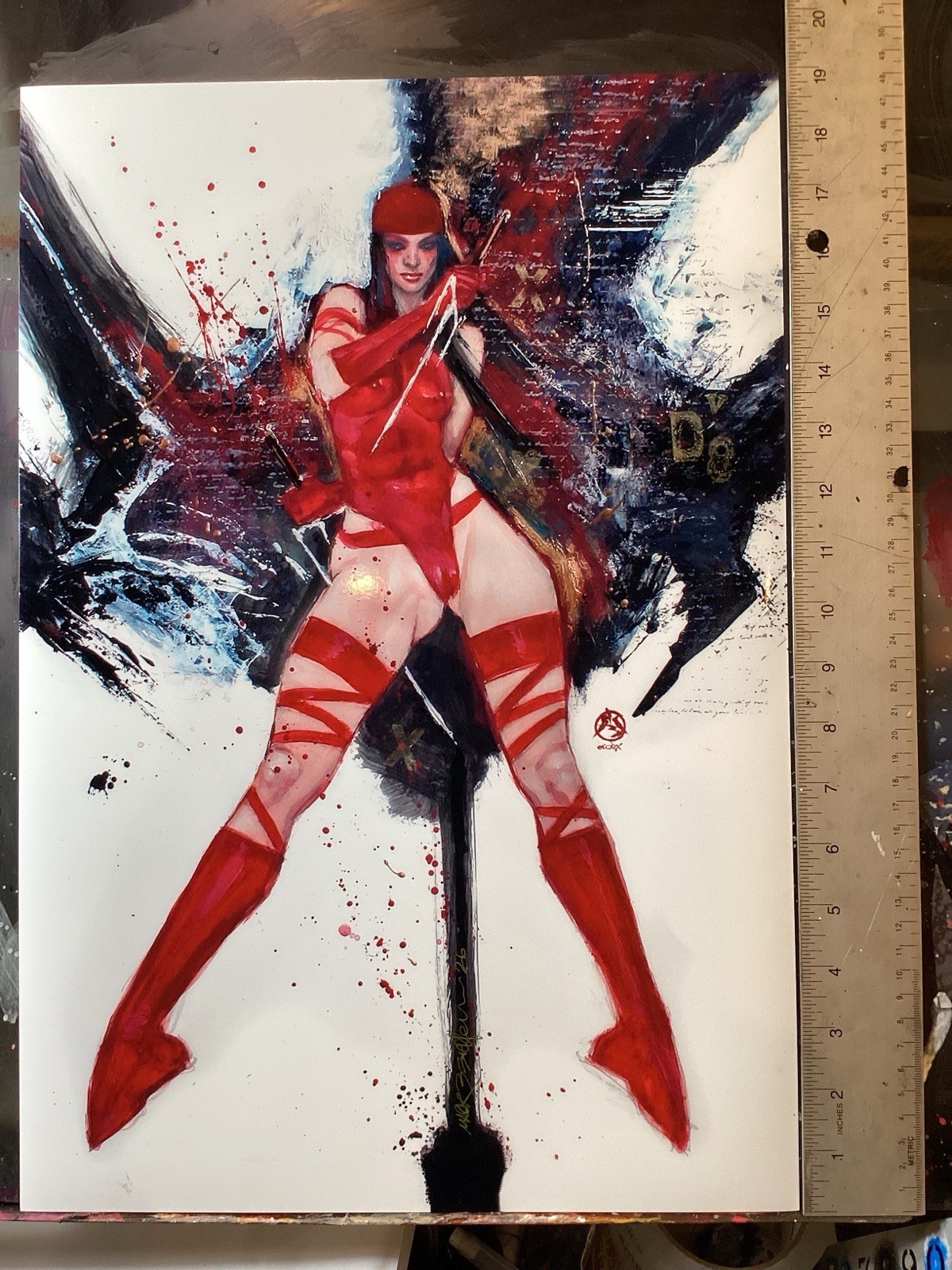Iconic Elektra Abstract Color Print Comic Art MARK BEACHUM Marvel Daredevil