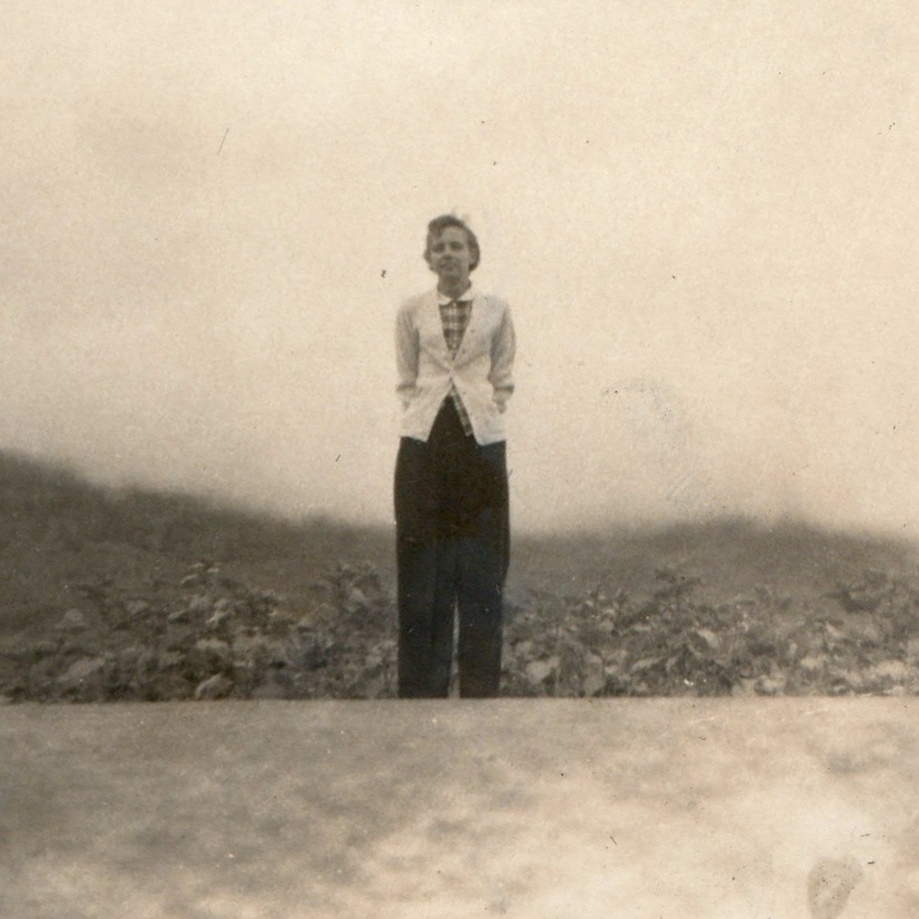 c1930s Woman Slacks Blazer Overlook Snapshot Photo Fog Hills Scenic Travel Vtg c1930s Woman Slacks Blazer Overlook Snapshot Photo Fog Hills Scenic Travel Vtg