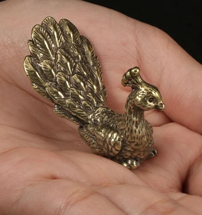 Brass Peacock Animal Statue Small Sculpture Tabletop Figurine Home Decor Brass Peacock Animal Statue Small Sculpture Tabletop Figurine Home Decor