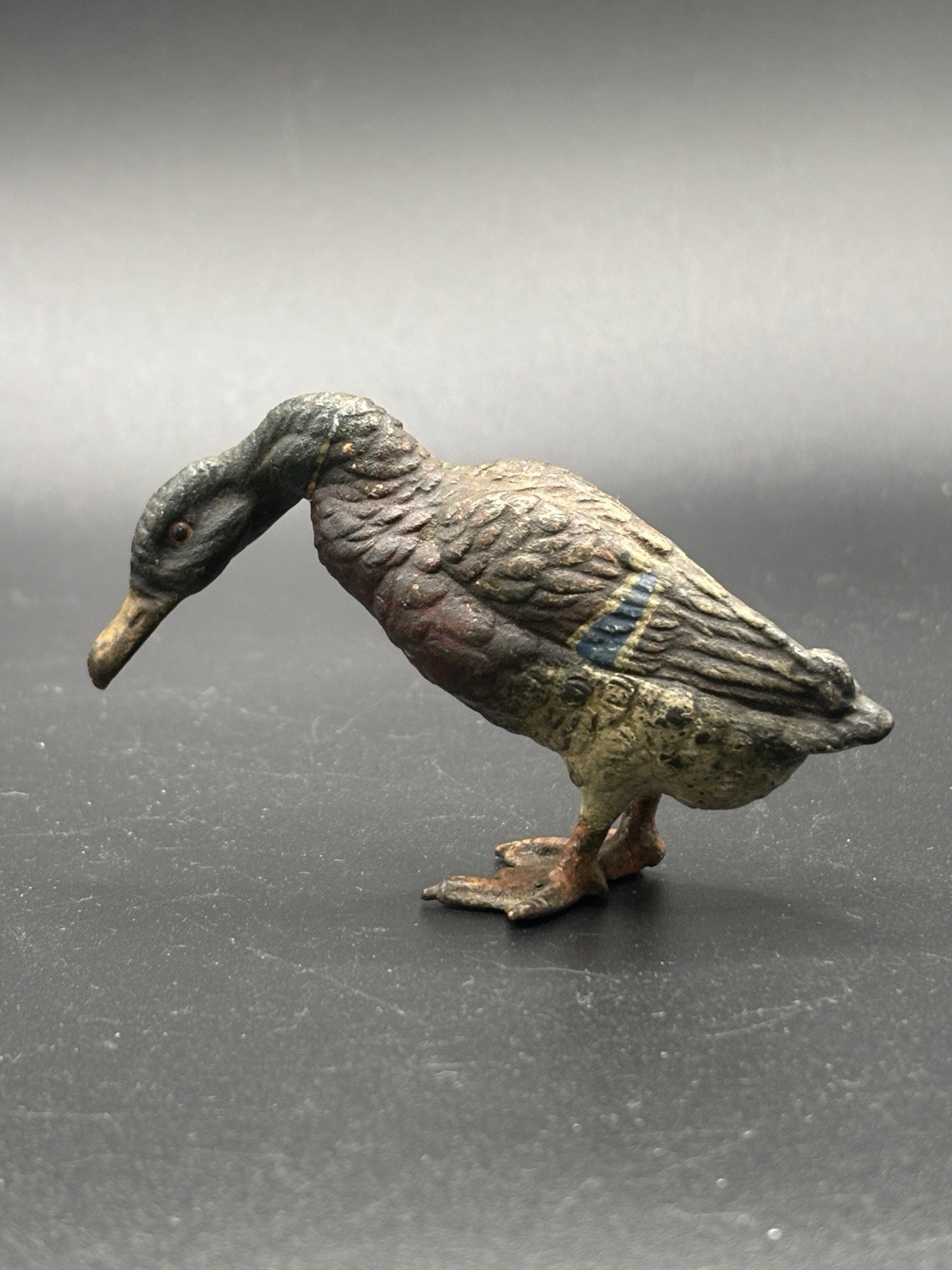 Antique Vienna Cold Painted Bronze Mallard Duck Figurine Austrian c1900