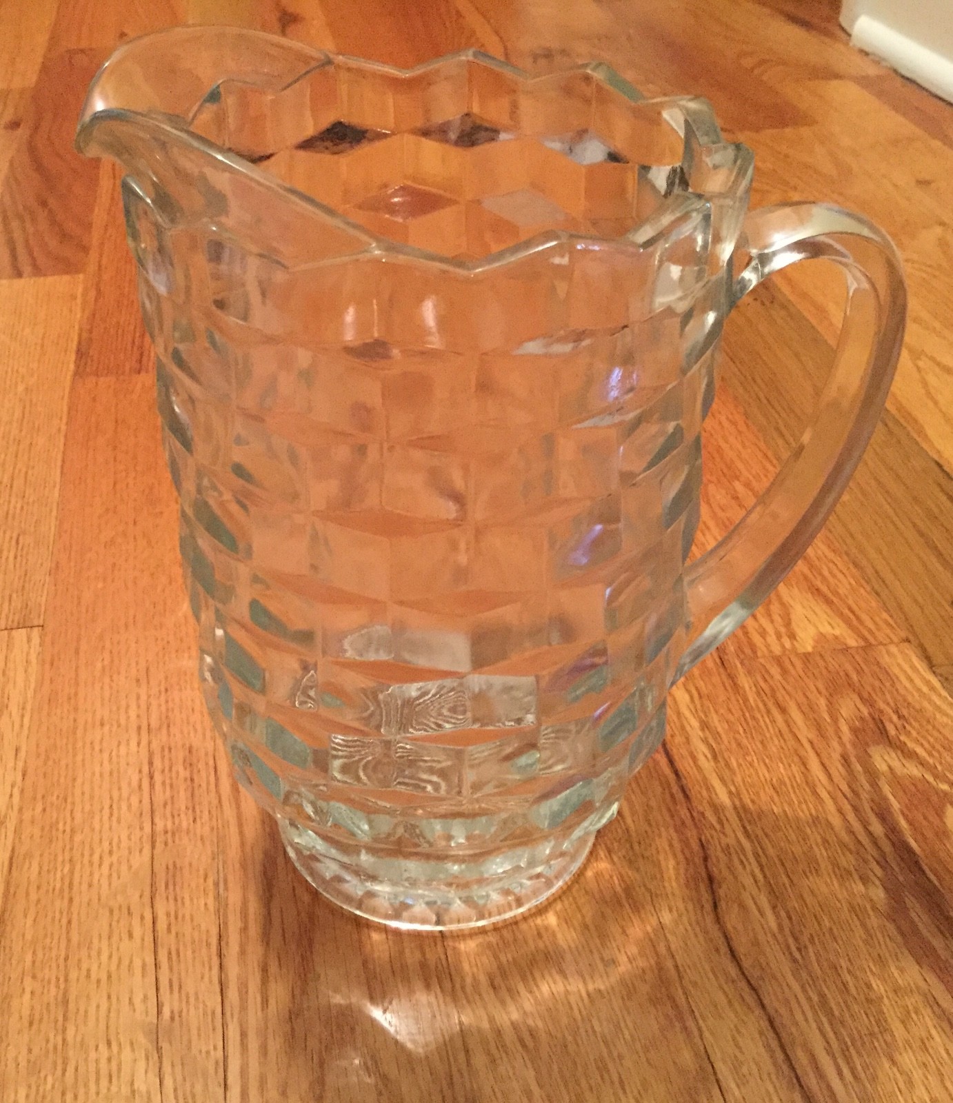 Vintage Fostoria American? Indiana Glass Whitehall? Clear Pattern 48oz. Pitcher 
