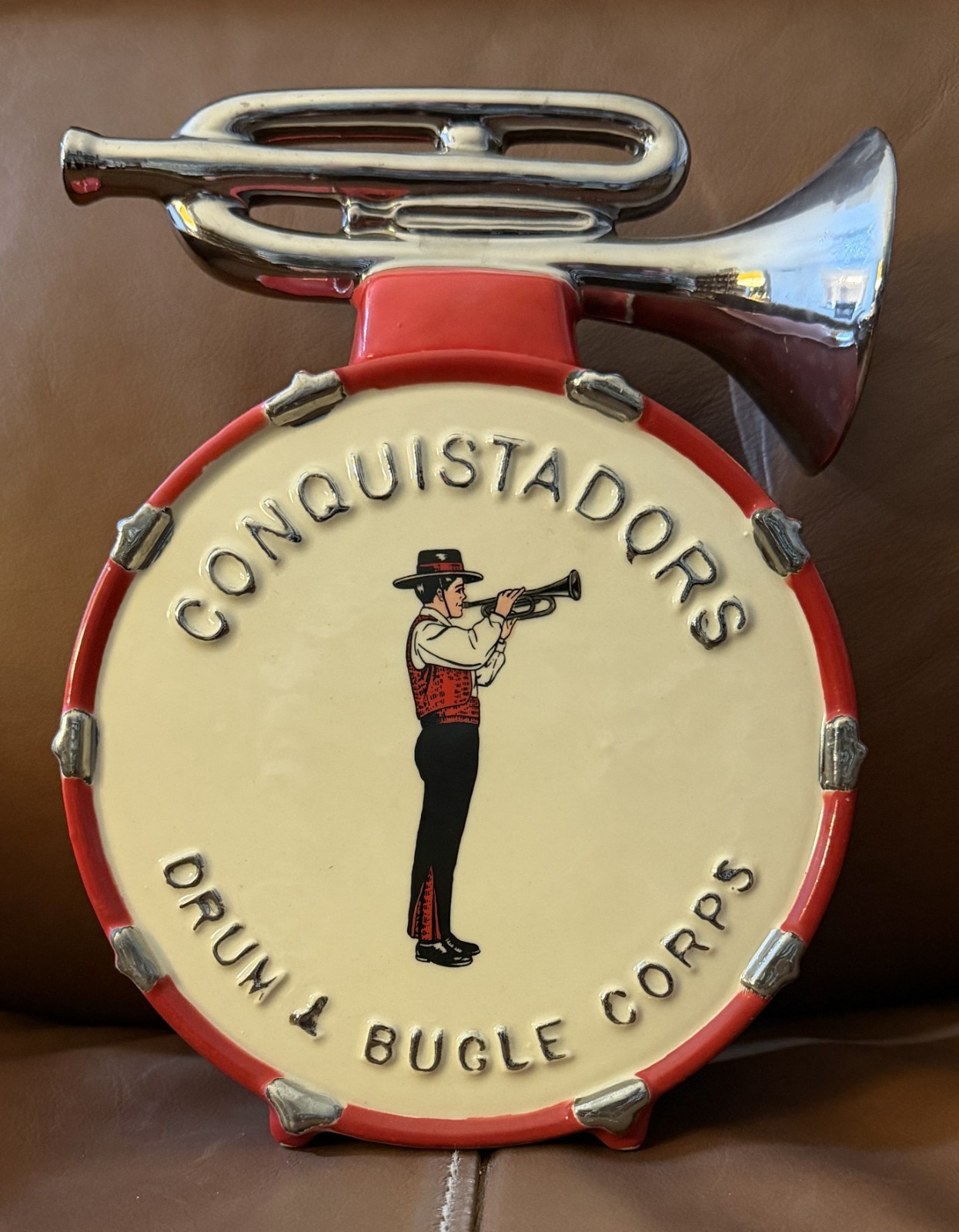 VINTAGE 1971 EZRA BROOKS CONQUISTADORS DRUM & BUGLE CORPS DECANTER