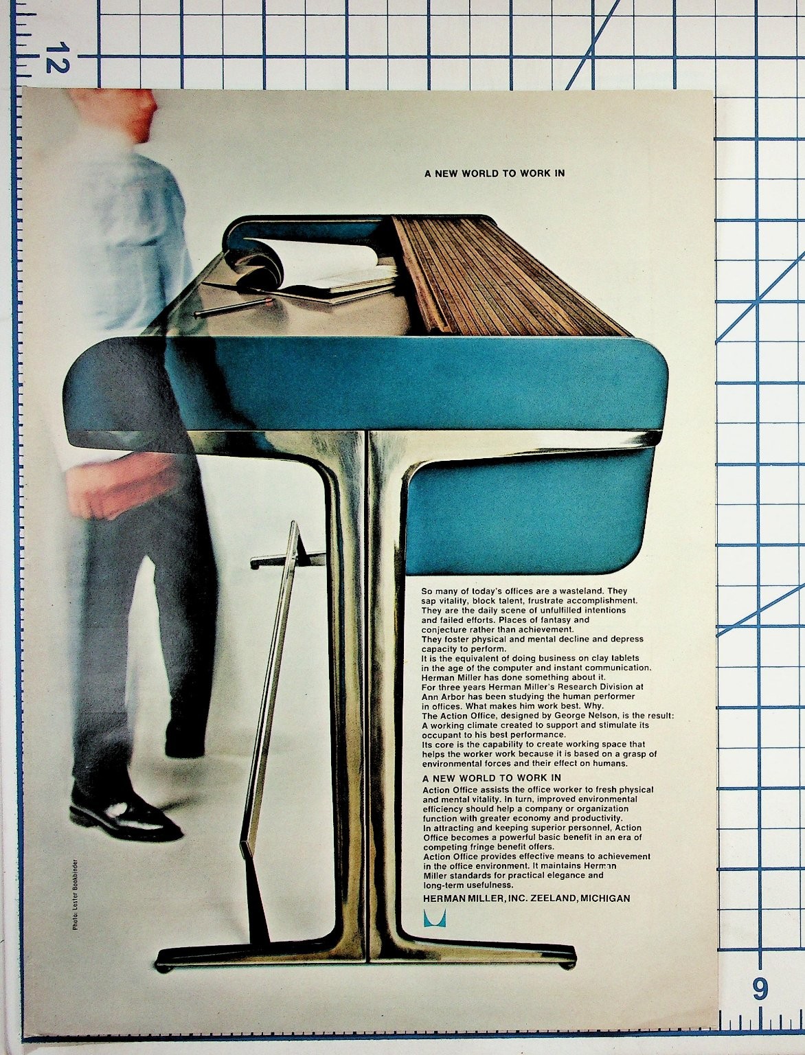 Vintage Herman Miller Action Office George Nelson Mid Century Modern Ad Print