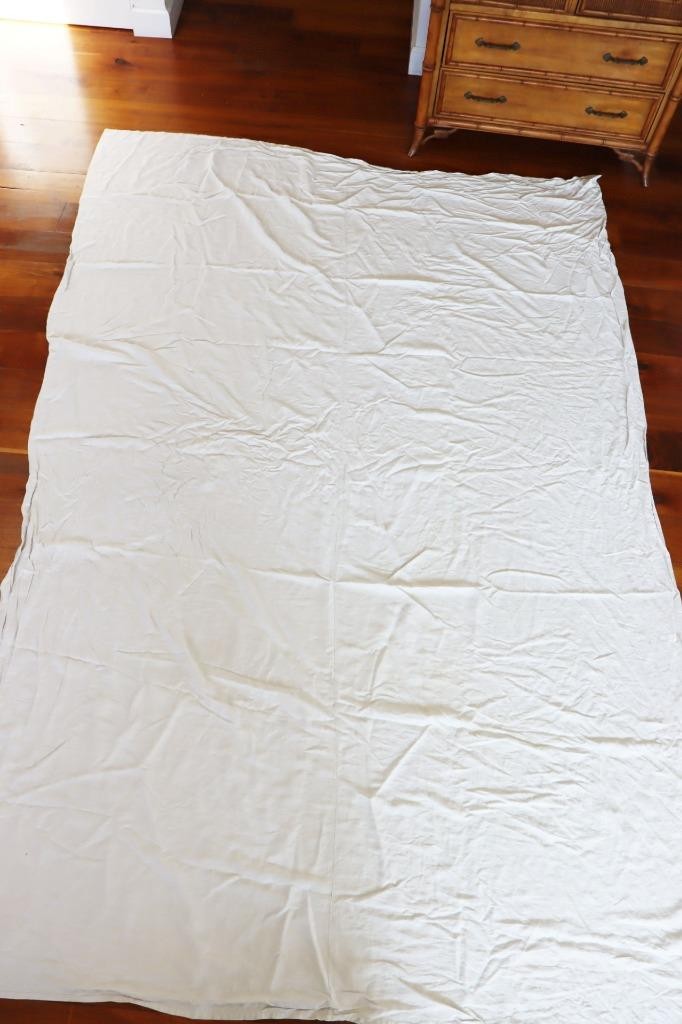 Rare Antique Edwardian French Heavy Linen Bed Sheet 78