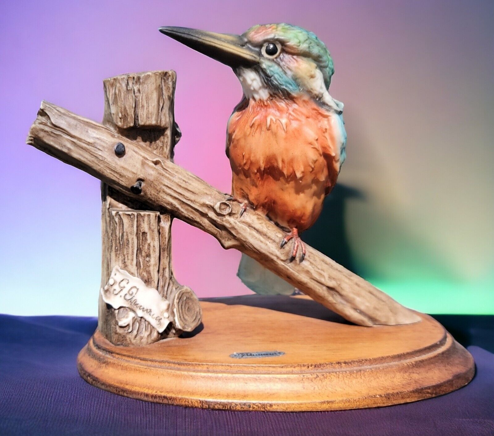 Giuseppe Armani Capodimonte Kingfisher Bird Figurine Sculpture Italy \'82 