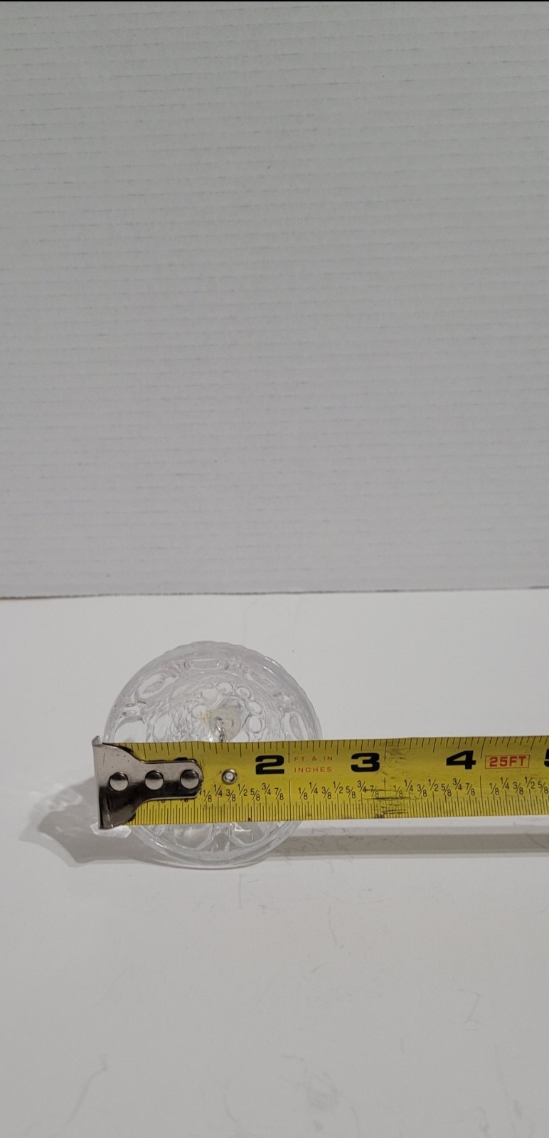 Vintage Crystal Glass Bell, Cut Diamond Button Design 5” Tall