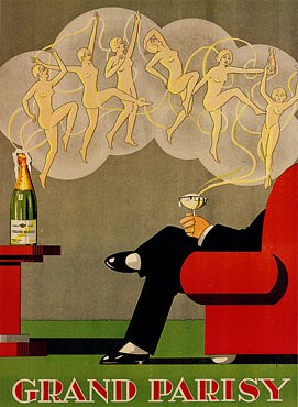 Grand Parisy Vintage Ad Poster c1930s - Art Deco Champagne 24x32” 🍾