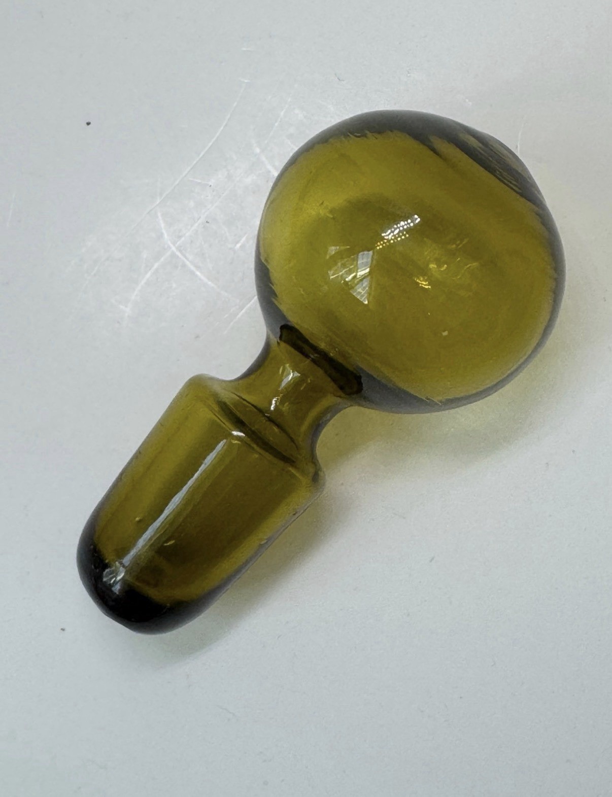 Vintage MCM Olive Green Hand Blown Glass Decanter Stopper Replacement 3.75” Vintage MCM Olive Green Hand Blown Glass Decanter Stopper Replacement 3.75”