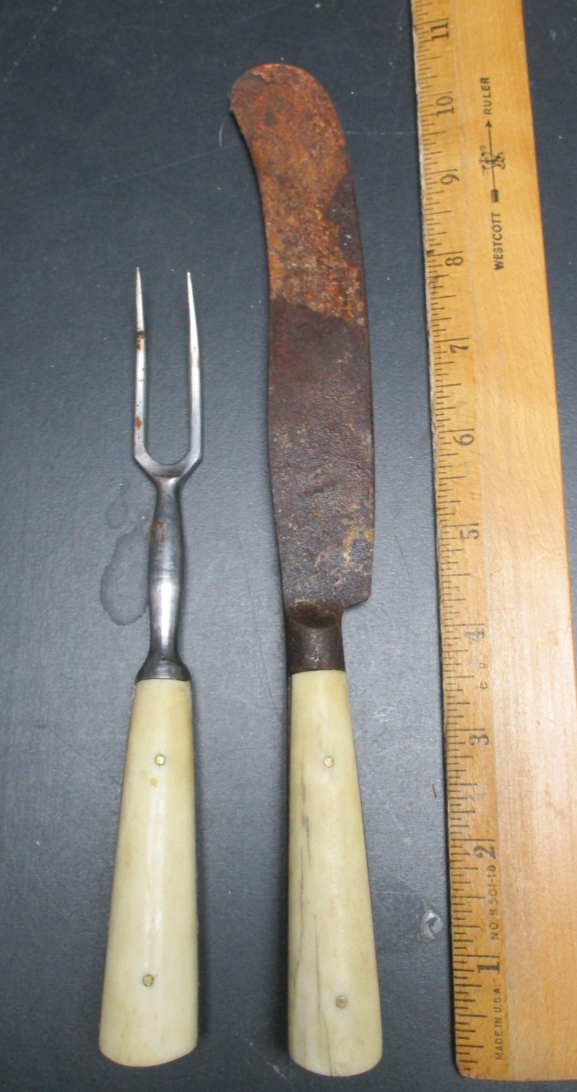 Vintage Antique Pair of Utensils Fork and Knife FAIR Condition AS IS Vintage Antique Pair of Utensils Fork and Knife FAIR Condition AS IS