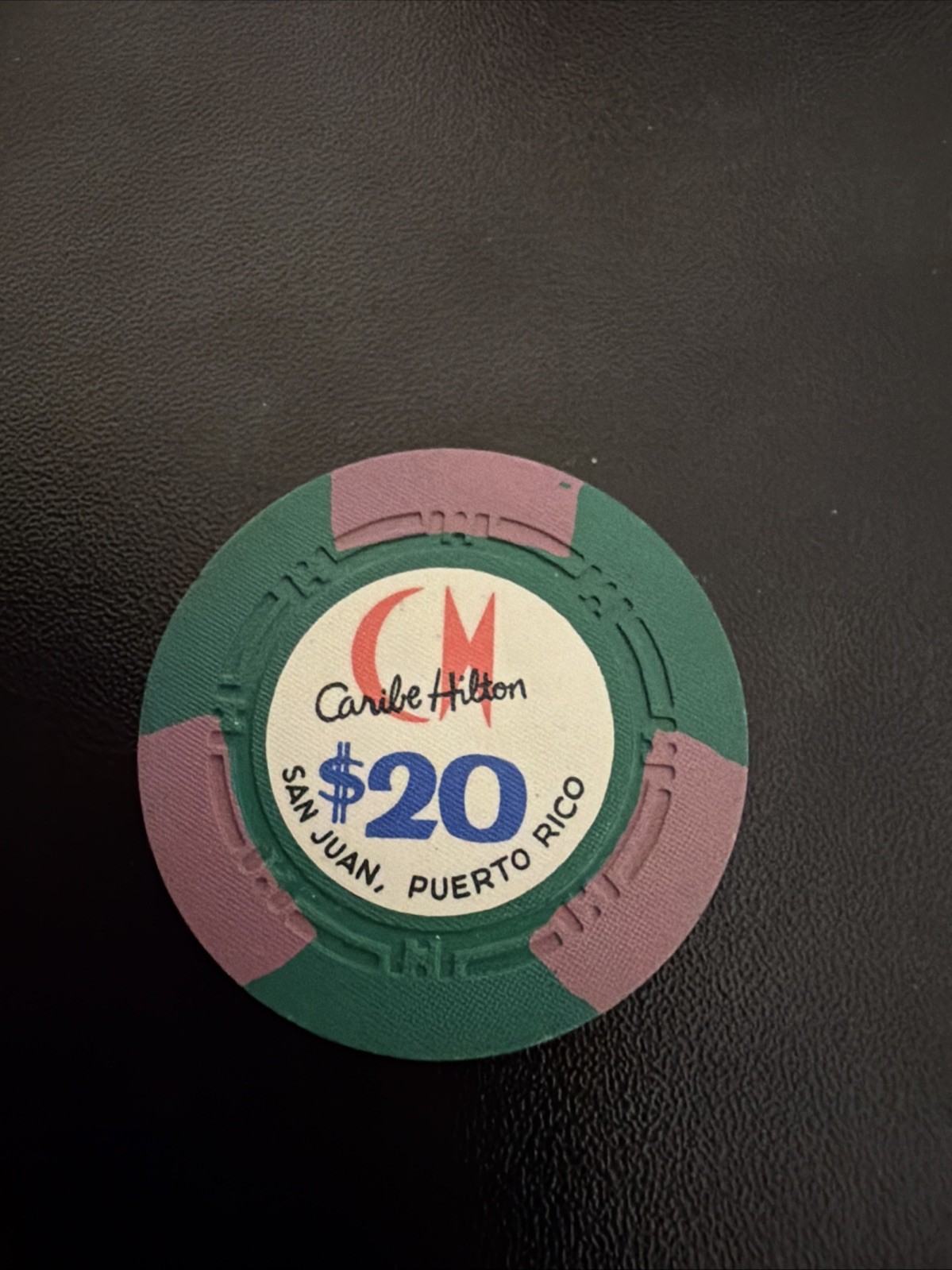 $20 Caribe Hilton San Juan Puerto Rico Casino Chip **Rare** Light Purple Marks $20 Caribe Hilton San Juan Puerto Rico Casino Chip **Rare** Light Purple Marks