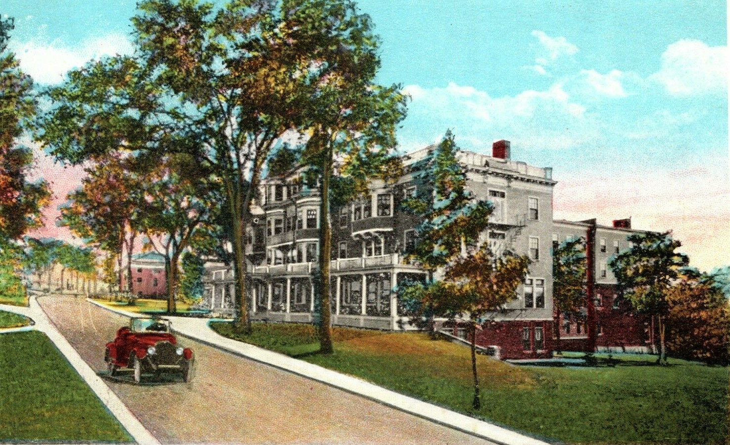 c1920 View of Riccar Inn Poland Springs Maine Vintage Postcard