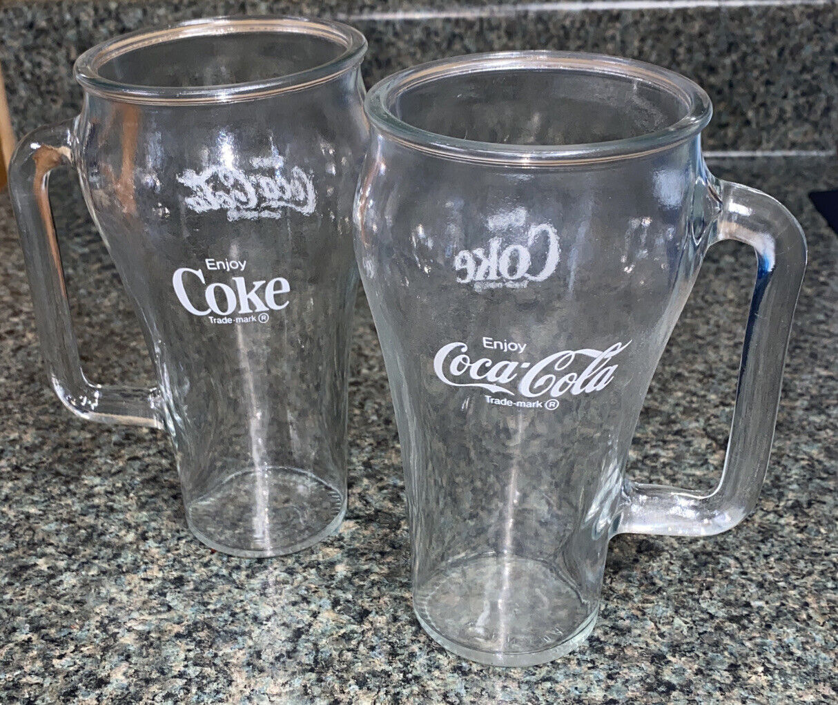 Vintage Enjoy Coke Coca-Cola Libby Canada Glass Stein Mug 6” Set Of 2