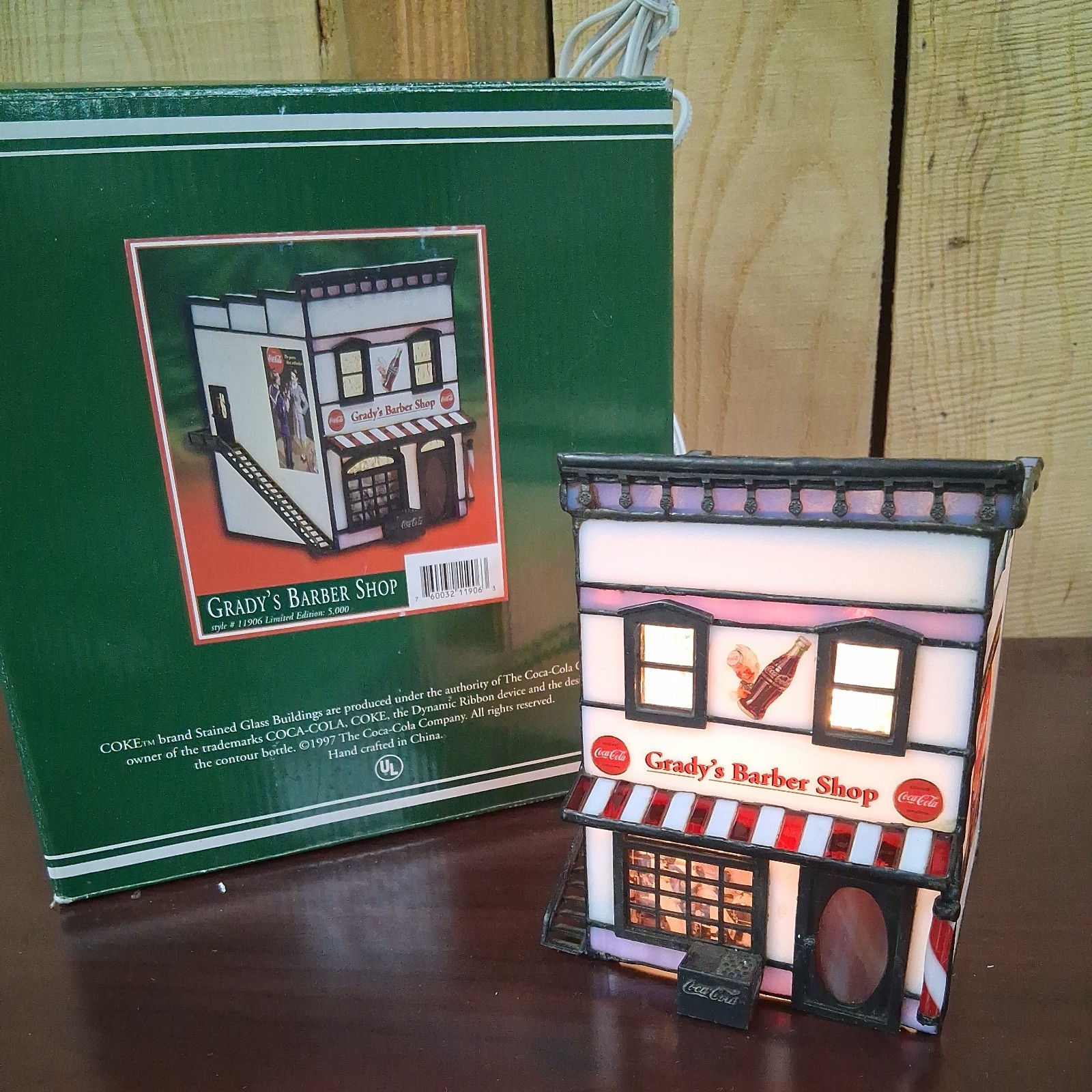 Vintage 1997 Forma Vitrum Stainglass Sam\'s Grocery Store - Christmas Coca Cola