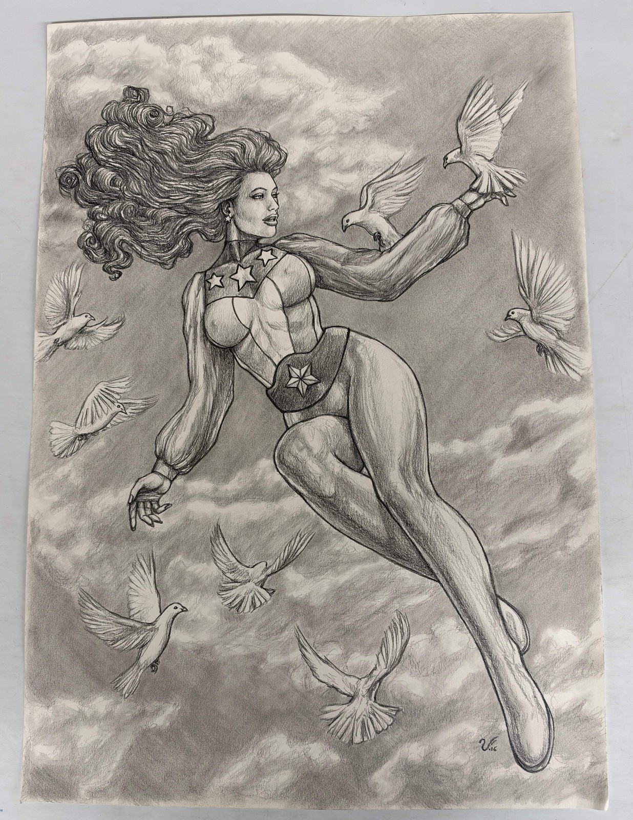 Liberty Girl #6 Original Comic Cover Art Ulderico Fioretti Pencil 2016 Heroic