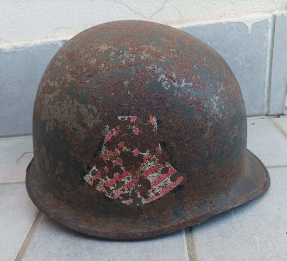 *RARE* INDONESIAN M1 HELMET & LINER CLONE WITH INSIGNIA 1960S