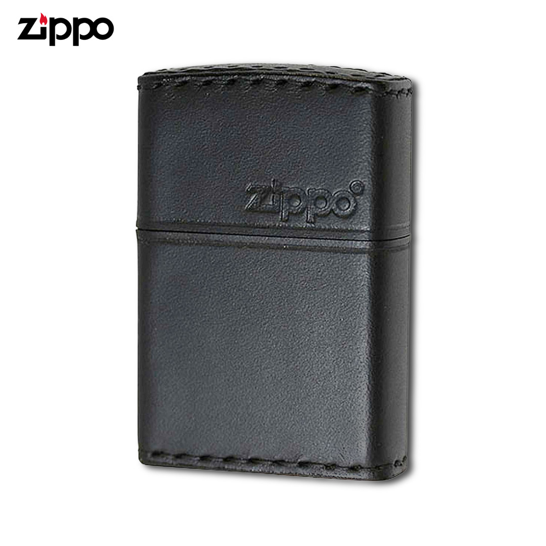 ZIPPO B-5 Black Leather Wrap Lighter – Handmade Horizontal Logo Genuine Leather