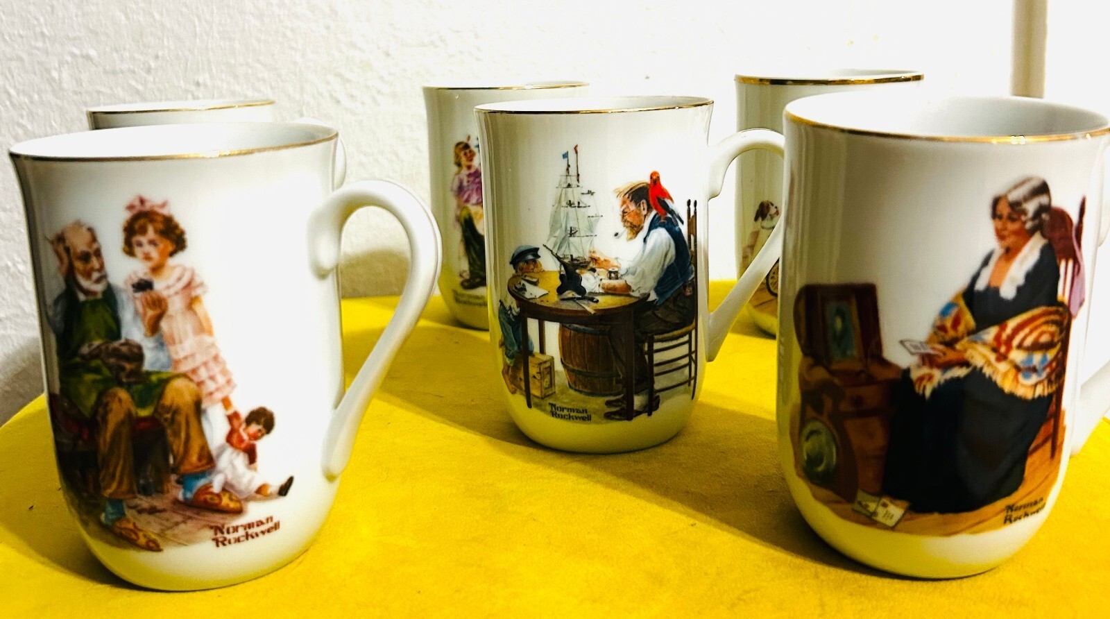 VTG 1982 Norman Rockwell Museum Mugs Set (6)