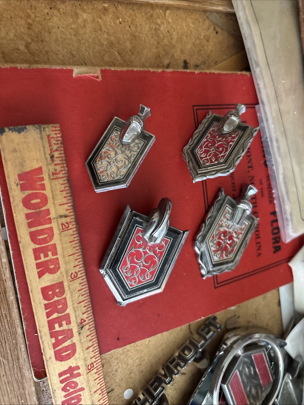 Chevy Monte Carlo Red Black Knight Crest Emblem Lot Of 4
