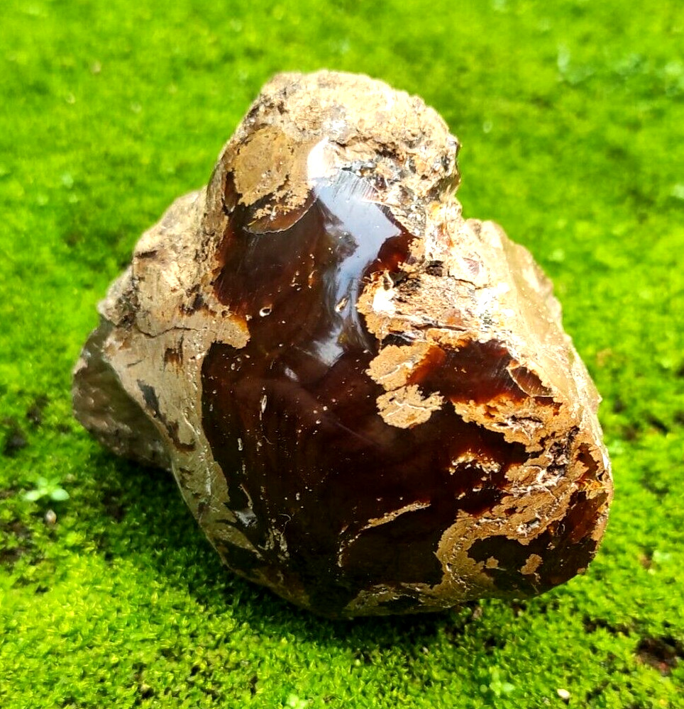 165GR NATURAL AMBER PARTLY POLISHED,YELLOWISH BROWN,A CILCULAR HOLER