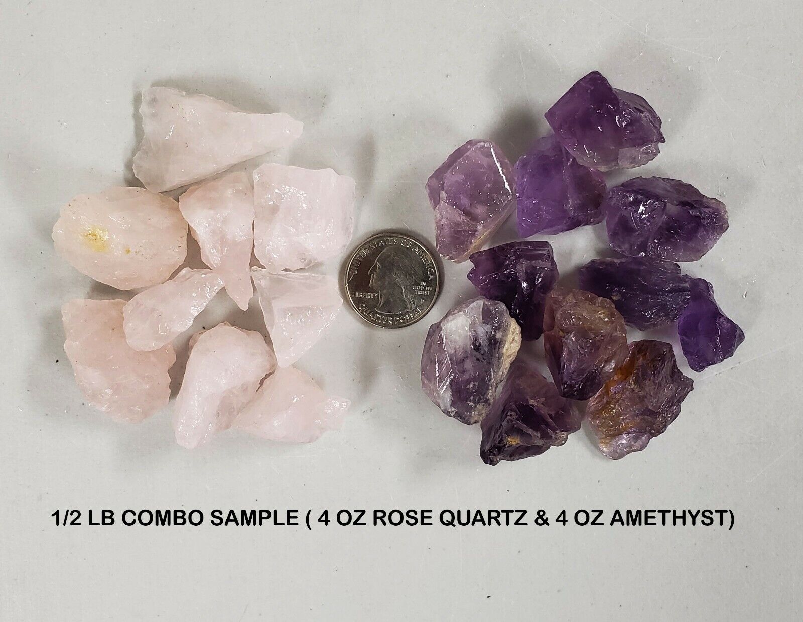 AMETHYST & ROSE QUARTZ Crystal Combo Bulk Rough Healing Crystal Stones