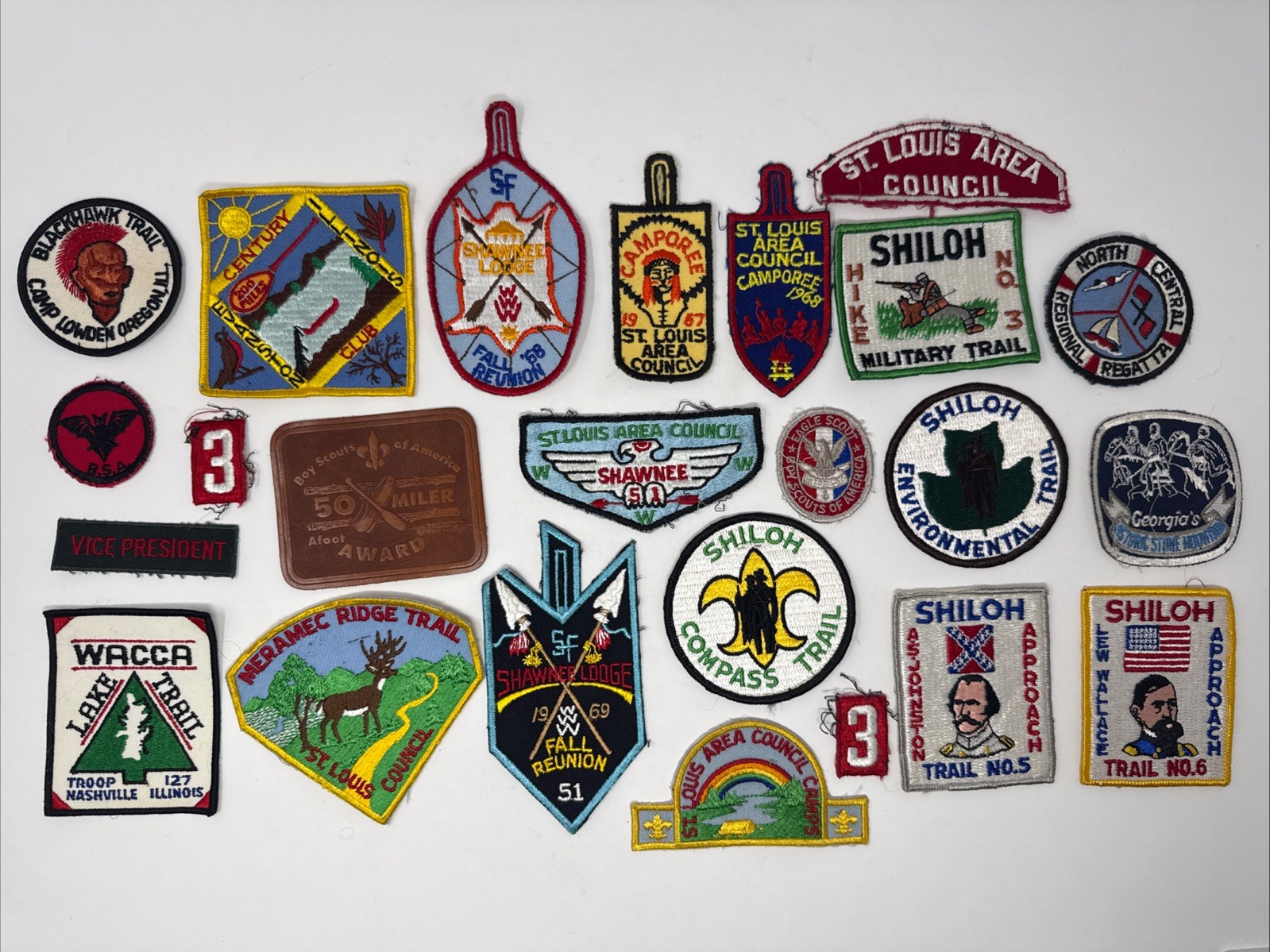Vintage Boy Scouts Of America Patches x24 Shiloh Military Trail St Louis Council